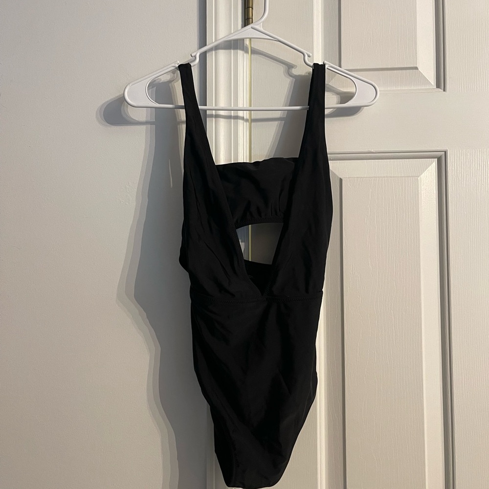 Aerie Black One-Piece Bandeau Swimsuit